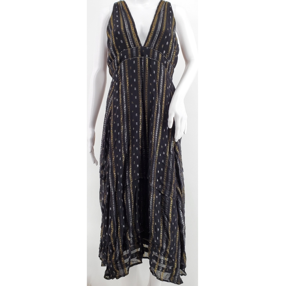 Anthropologie Metallic Embellished Dress Size 8